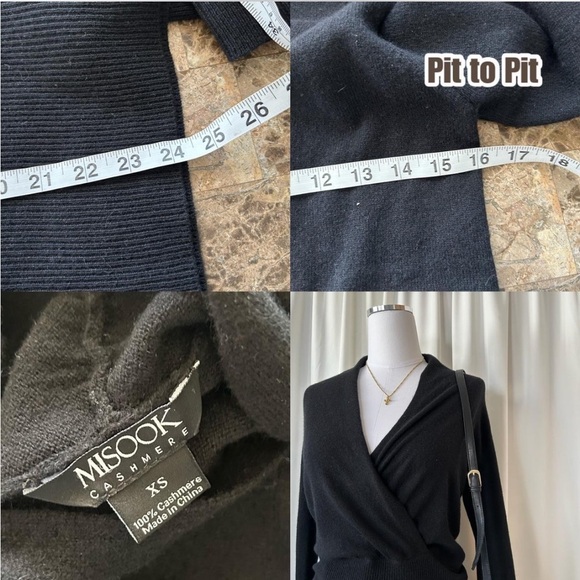 Black Misook 100% cashmere wrap sweater size XS. - Picture 7 of 8